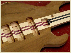 Through neck design of bass